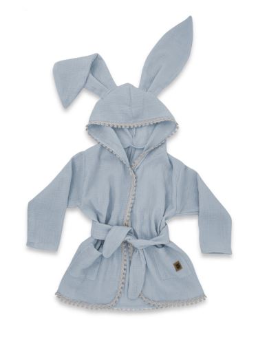 Detský mušelínový župan s uškami Bunny - jeans