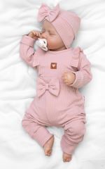 Žebrovaná rostoucí souprava 3D, Baby Girl - pudrově růžová (8)