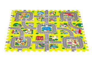 Penové puzzle, podložka - Mesto, 9 dielov (1)