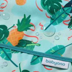 Zásterka, podbradník nepremakavý s dlhým rukávom a vreckom BabyOno - Garden, lila (5)