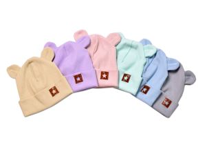 Baby Nellys Žebrovaná dvouvrstvá čepice s oušky TEDDY - mátová (1)