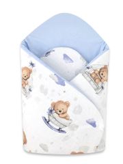 Bavlnená zavinovačka pre bábätká 75×75 cm – mäkká, na suchý zips, Medvedíky modré