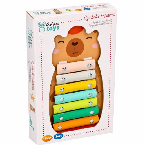 Detský drevený xylofón Kapybara Adam Toys – detský hudobný nástroj s 8 tónmi, 18m+ (1)