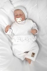 Pletené láclové kalhoty Girl s volánkem, Baby Nellys, bílé (2)