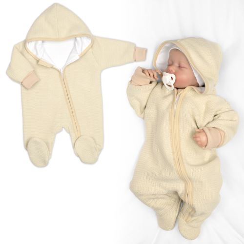 Pletený overal s kapucňou, CUTE - béžová Pletený overal s kapucňou, CUTE - béžová