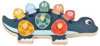 Edukačná hračka puzzle s číslami, Adam Toys , Dinosaurus mamička - modrý