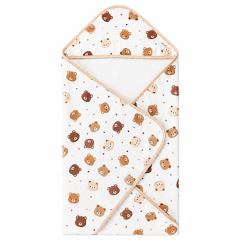 Mušelínová osušky s kapucou double, 80x80 cm, smotanová, Medvedíky