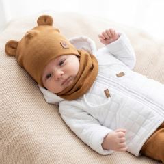 Z & Z Dvojvrstvová bavlnená čiapočka LOVE TEDDY, medová horčica (7)
