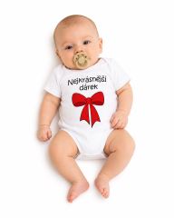 Body krátký rukáv s vtipným textem Baby Nellys, Nejkrásnější dárek, bílé (2)