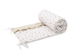 Mantinel do postieľky Rose Beige bavlnený s volánom 180 × 30 cm