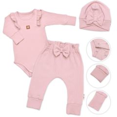 Žebrovaná rostoucí souprava 3D, Baby Girl - pudrově růžová (1)