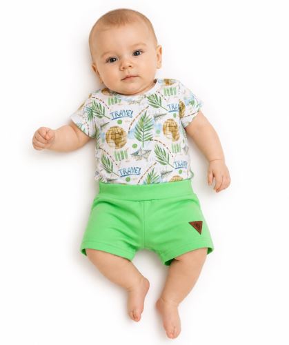 Body kr. rukáv + kraťásky s kapsami 2D sada, Cestovatel, G-baby, zelené (2)