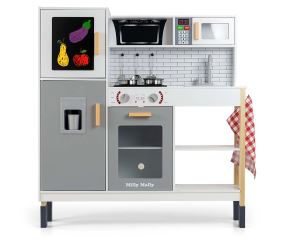 Dřevěná kuchyňka pro děti Milly Mally ESKET Grey se světlem a zvuky - sivá