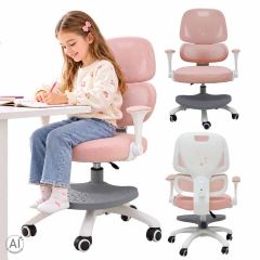 Ergonomická detská otočná stolička k písaciemu stolu, ružová (1)