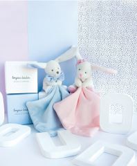 Doudou Darčeková sada modrá - zajačik s muchláčikom 10 cm (3)