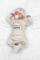 Soupravička do porodnice 5D Made with love, béžová, cappuccino (6)