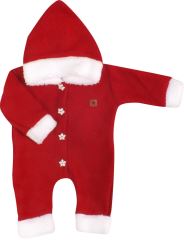 Z&Z Dětský pletený overálek s kapucí Baby Santa, červený (1)