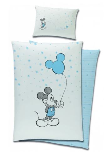 Luxusné obliečky Mickey Mouse a balónik, 120x90 cm, modré