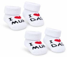 Dojčenské froté ponožky MUM&amp;DAD, sada 2 páry, biele