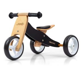 Drevené odrážadlo JAKE 2v1 – trojkolka aj bicykel, 12–36 mesiacov, Milly Mally, čierne