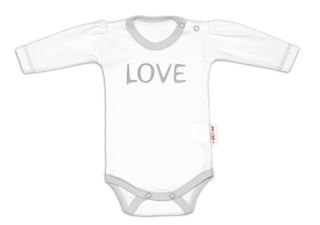 Baby Nellys Body dlouhý rukáv Love - bílé (1)