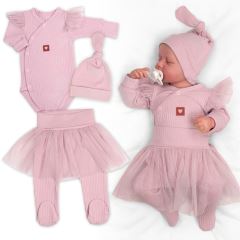 Žebrovaná rostoucí souprava 3D Lux, Sweet Angel - pudrově růžová