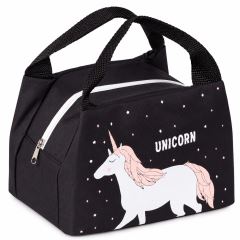 Termotaška na desiatu a obed Unicorn, čierna, 21,5 × 14,5 × 15,5 cm, Tulimi