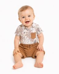 Baby Nellys 2-dílná sada body kr. rukáv, kraťásky, Koala - béžová, hnědá (1)