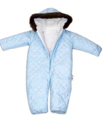 Kombinéza s kapucí a kožíškem Baby Nellys ®prošívaná, bez šlapek - sv. modrá (1)