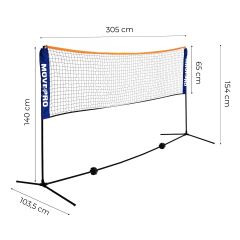 Univerzálna nastaviteľná sieť 3 v 1 na bedminton, volejbal a tenis s taškou, 305 x 140 cm (9)