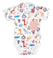 Baby Nellys 2-dílná sada body kr. rukáv, kraťásky, Safari - ecru/béžová (1)