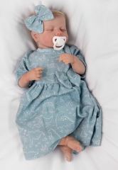 Mušelínové šatičky + čelenka 2-dílná sada Dino, Baby Nellys, mátové (3)