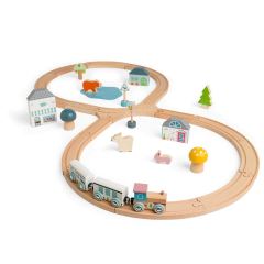 Bigjigs Toys Drevená vláčikodráha pri lese (10)