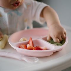 Silikónový tanier, trojkomorový s prísavkou - růžový (2)