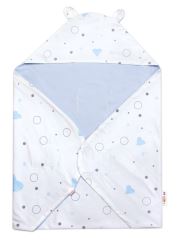 Zavinovacia deka s kapucňou, bavlna + jersey, I love Boy Baby Nellys, modrá (1)