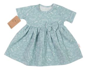 Mušelínové šatičky + čelenka 2-dílná sada Dino, Baby Nellys, mátové (2)