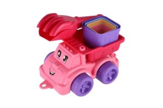 Súprava na piesok 6ks plast auto na voľný chod s doplnkami 2 farby v sieťke 16x13x21cm 12m (585320)