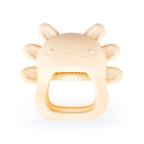 Silikónové hryzátko Axolotl - béžové, 3m+