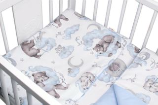 6-ti dílná výhod. sada s dárkem pro miminko Baby Nellys, 120x90 Zvířátka na mráčku, modrá (5)
