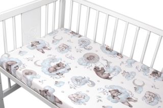 6-ti dílná výhod. sada s dárkem pro miminko Baby Nellys, 120x90 Zvířátka na mráčku, modrá (7)