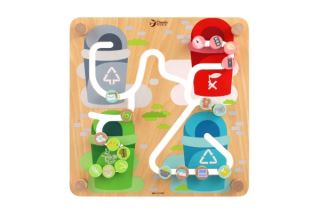 Vkladačka/edukačný labyrint Mesto/Recyklácia 2v1 drevený 30x30cm v krabici 32x32x6cm (502475)