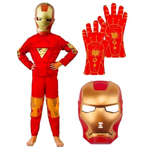 Detský kostým Iron man s maskou a rukavicami 98-110 S (541359)