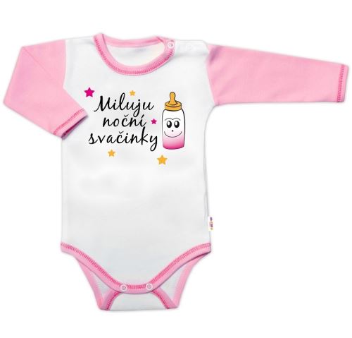 Body dl. rukáv s vtip. textem Baby Nellys,  Miluju noční svačinky, holka