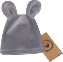 Z&Z Velurová, semišková čepička s oušky Teddy, šedá (1)