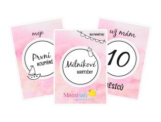 Mamitati Detské míľnikové kartičky GIRL - ružové