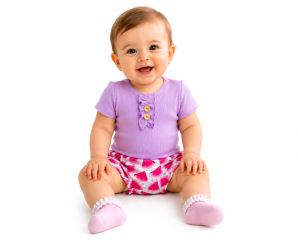 Baby Nellys Kojenecké žebrované body s knoflíčky kr. rukáv, Girl - lila (1)