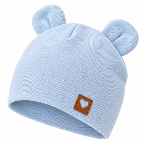 Z & Z Dvojvrstvová bavlnená čiapočka LOVE TEDDY, sv. modrá (3)