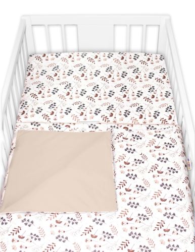 Povlečení do postýlky, 2D sada bavlna - Louka, Baby Nellys, béžová/hnědá