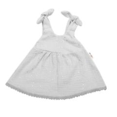 Baby Nellys Letní lehoučké mušelínové šaty Summer Stars - šedé