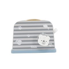 Lelin Drevená hračka - Toaster medvedík- sivý (2)